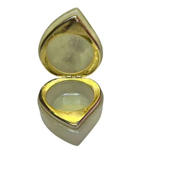 Vintage Alabaster Trinket Box Floral Handcrafted Italy Home Decor Hinged Heart - Picture 4 of 5